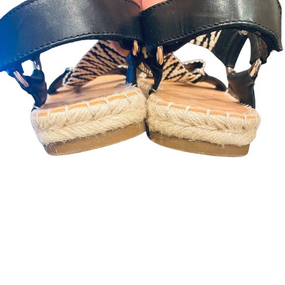 Frye & Co Kole White Black Canvas/Leather Espadrilles sz 9 - Picture 5 of 7